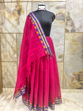 Pink Cotton Saree with Temple Border